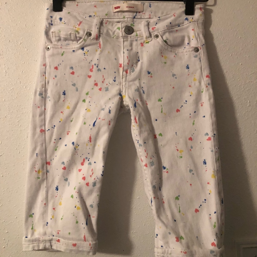 Girls Levi’s Capri white with paint splatter size8